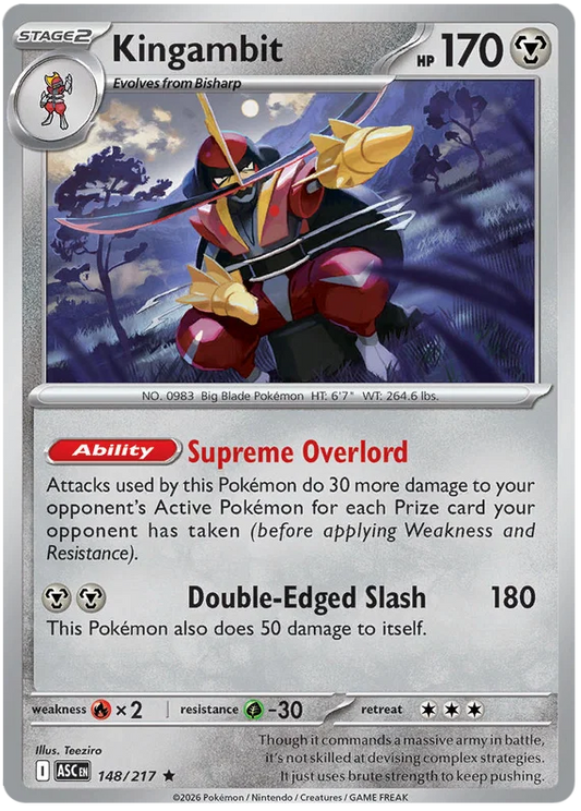 Pokémon Kingambit Holo kaart nummer 148 uit de Ascended Heroes set