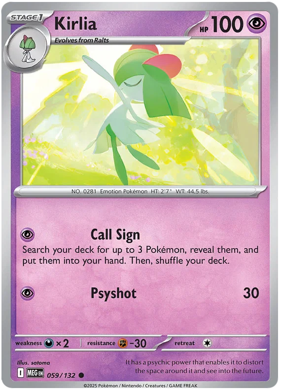 Kirlia #059 common Pokémon kaart uit de Mega Evolution set