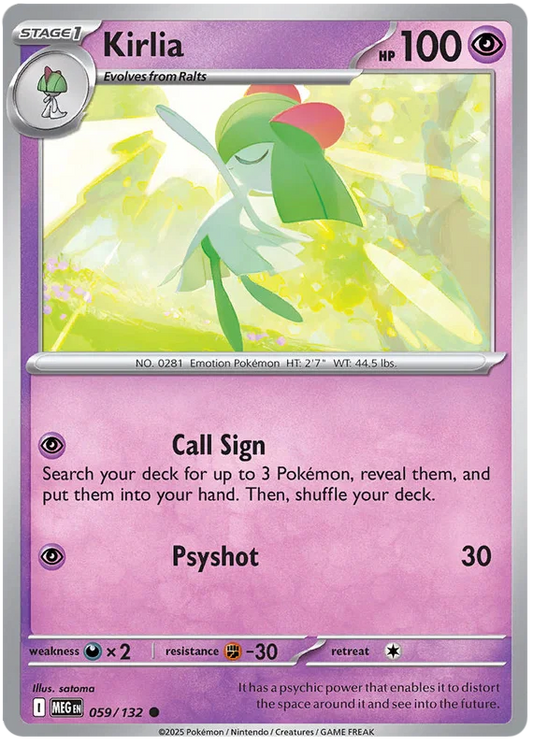 Kirlia #059 common Pokémon kaart uit de Mega Evolution set