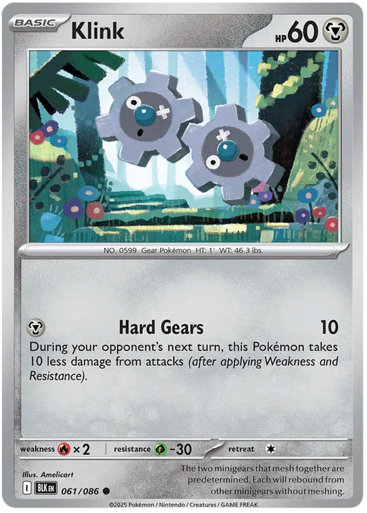Pokemon Klink #061 common kaart uit de Black Bolt set