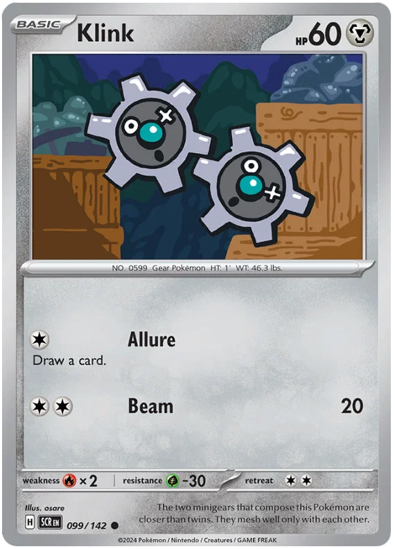 Pokemon Klink common kaart nummer 099 uit de Stellar Crown set