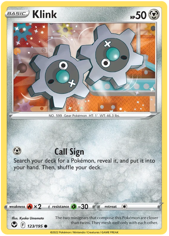 Klink common kaart nummer 123 uit de Pokémon Silver Tempest set