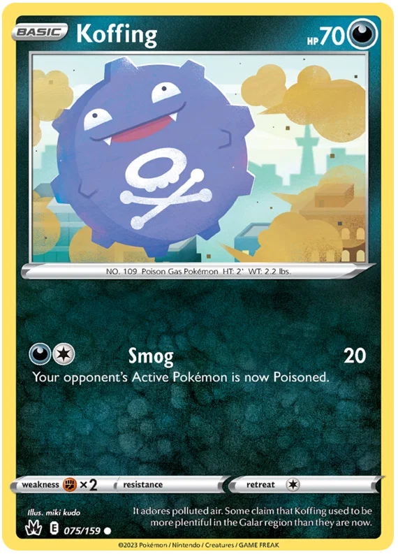 Pokémon Koffing common kaart nummer 075 uit de Crown Zenith set