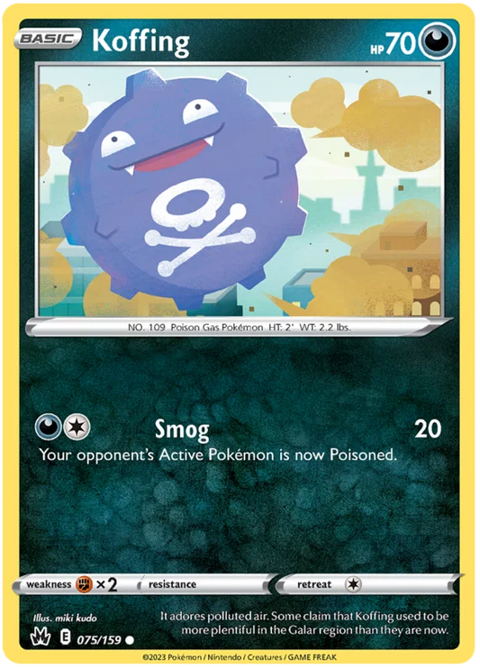 Pokémon Koffing common kaart nummer 075 uit de Crown Zenith set