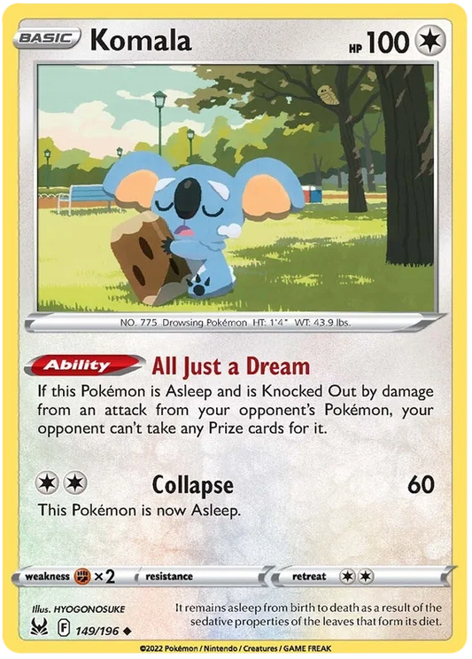 Komala common Pokémon kaart nummer 149/196 uit de Lost Origin set