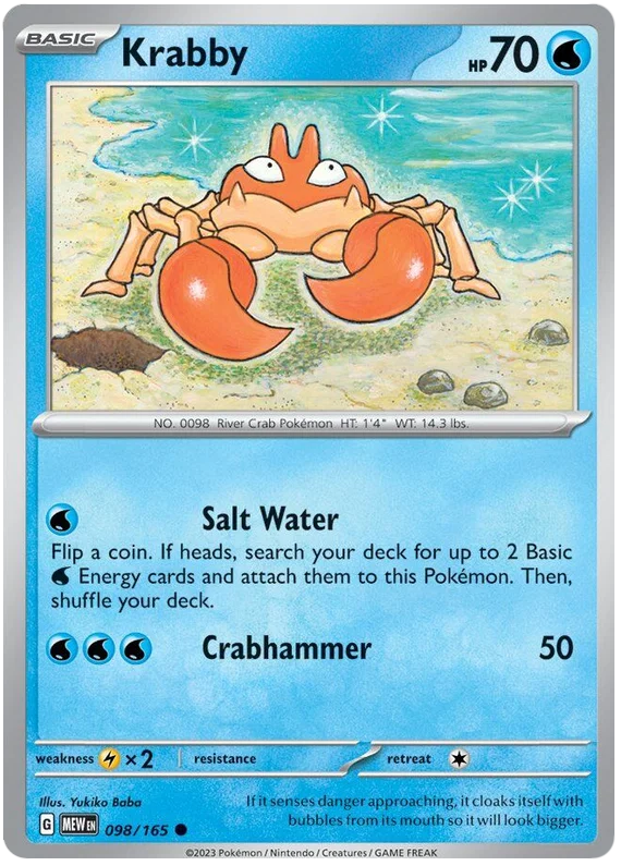 Pokémon Krabby #098 common kaart uit de 151 set