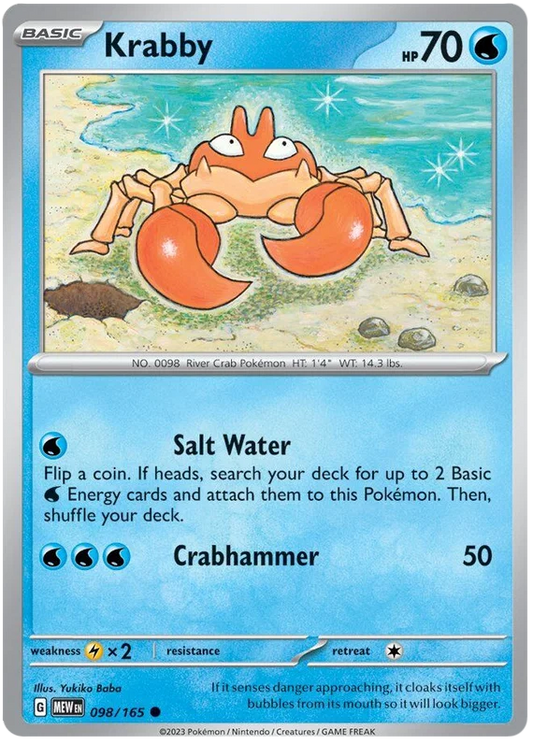 Pokémon Krabby #098 common kaart uit de 151 set