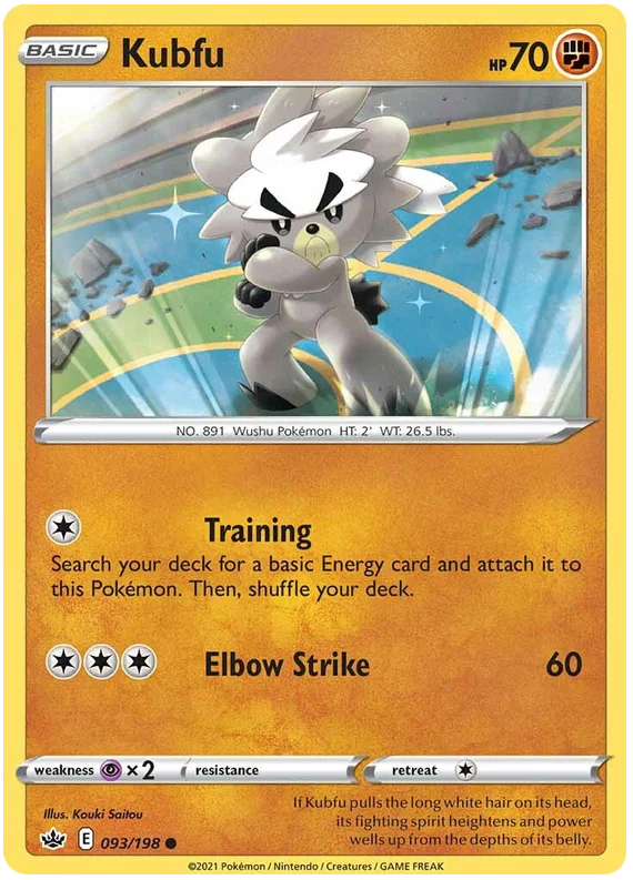 Kubfu common kaart uit Pokémon Chilling Reign, nummer 093/198