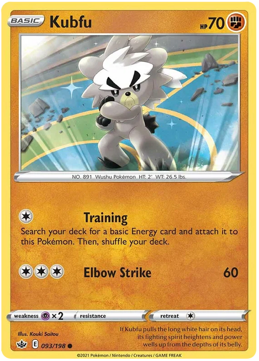 Kubfu common kaart uit Pokémon Chilling Reign, nummer 093/198