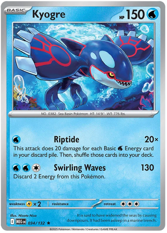 Pokemon Kyogre #034 Holo kaart uit de Mega Evolution set