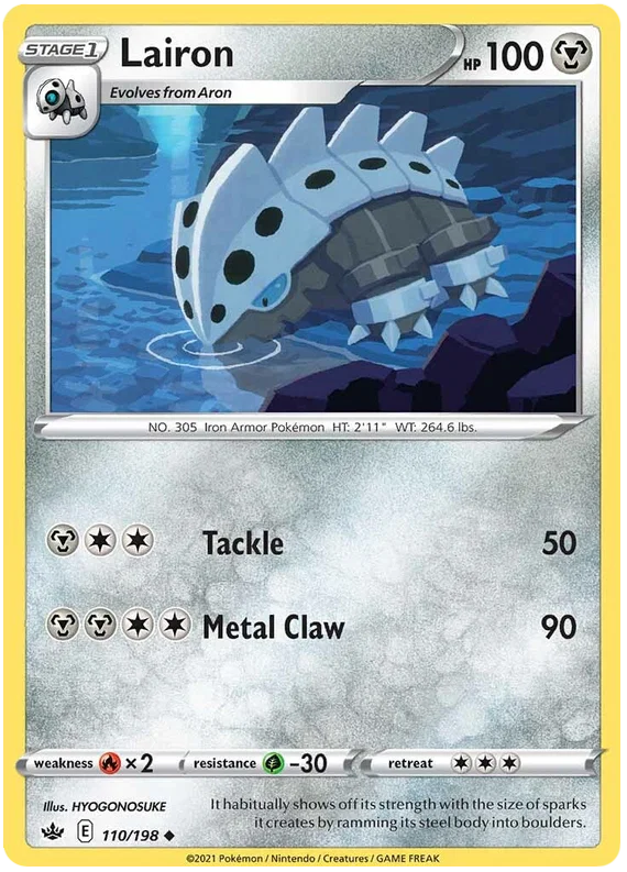 Lairon common kaart #110/198 uit de Pokémon Chilling Reign set
