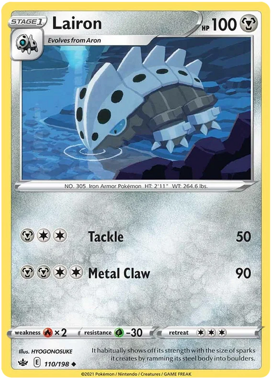 Lairon common kaart #110/198 uit de Pokémon Chilling Reign set