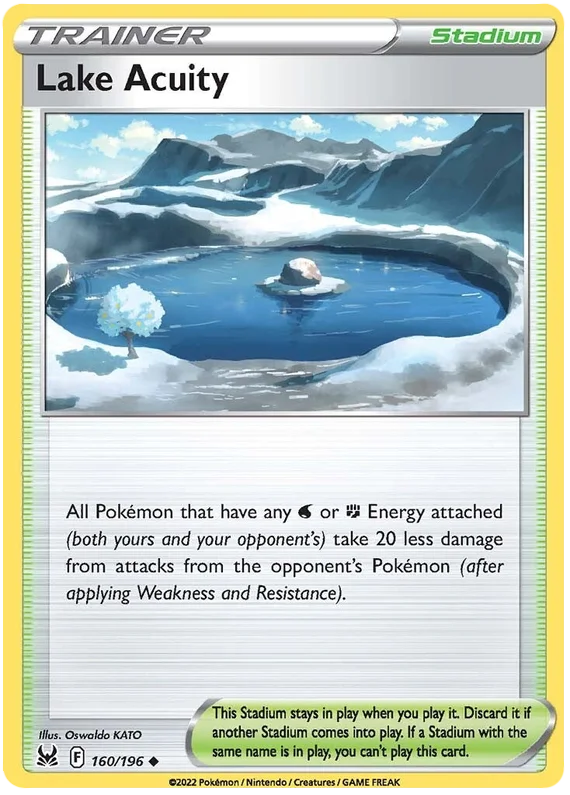 Lake Acuity stadium trainerkaart nummer 160/196 uit de Pokémon Lost Origin set