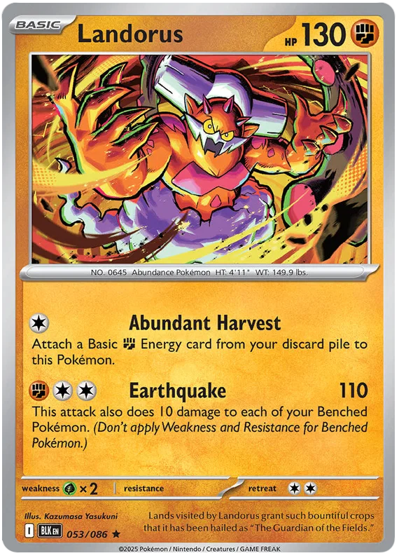 Landorus Holo #053 uit de Pokémon Black Bolt set, losse kaart