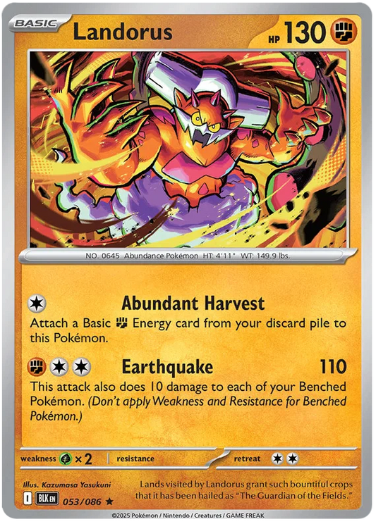 Landorus Holo #053 uit de Pokémon Black Bolt set, losse kaart