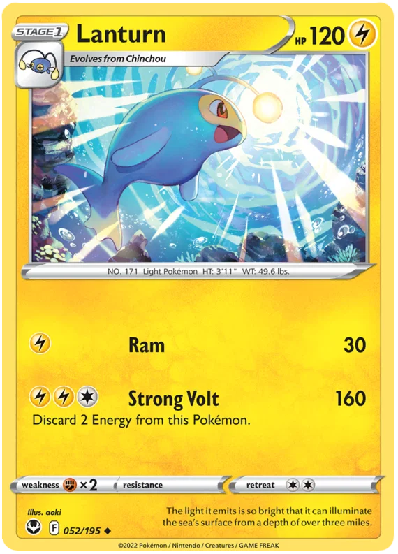 Lanturn common kaart #052 uit de Pokémon Silver Tempest set