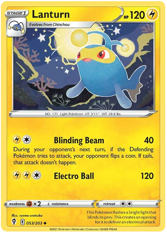 Lanturn common kaart nummer 053/203 uit de Pokémon Evolving Skies set
