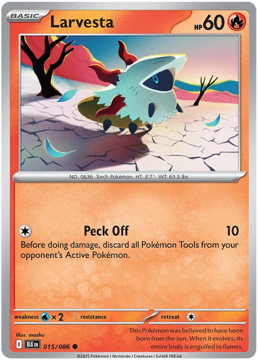 Pokemon Larvesta #015 common kaart uit de Black Bolt set