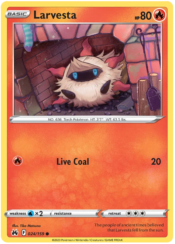 Pokémon Larvesta #024 common kaart uit de Crown Zenith set