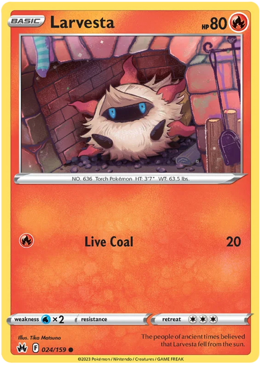 Pokémon Larvesta #024 common kaart uit de Crown Zenith set