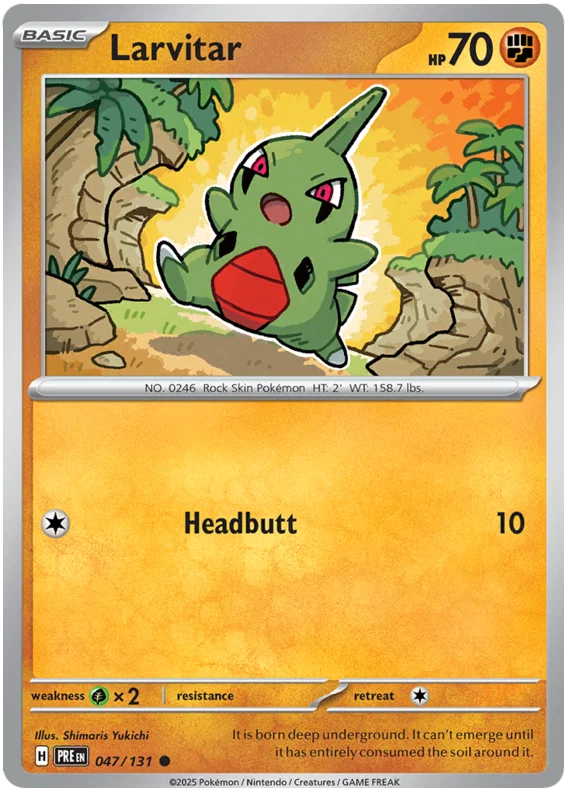 Larvitar #047 common kaart uit de Pokémon Prismatic Evolutions set