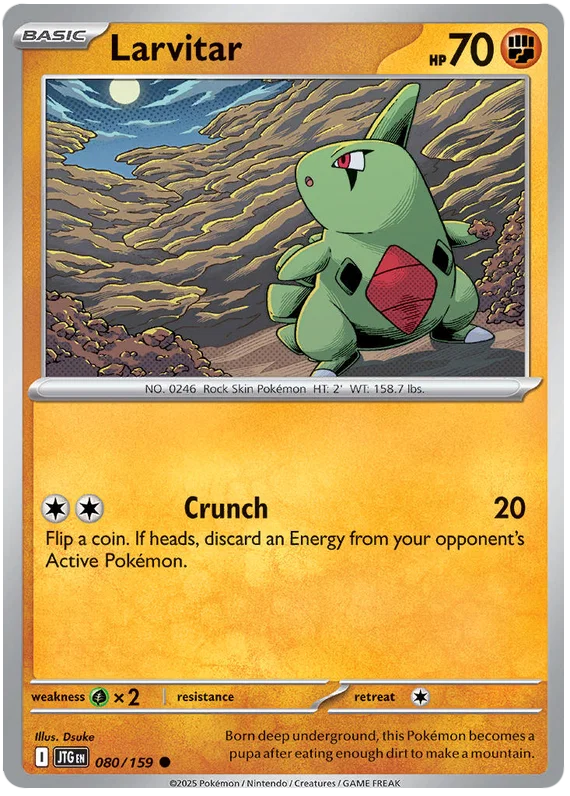 Larvitar common kaart #080 uit de Pokémon Journey Together set