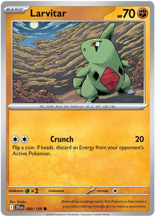 Larvitar common kaart #080 uit de Pokémon Journey Together set