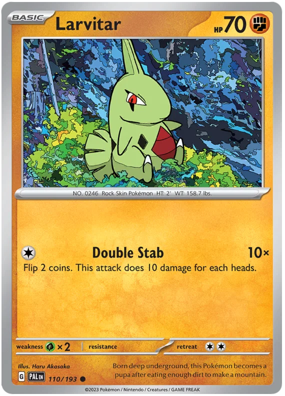 Larvitar common kaart #110 uit de Pokemon Paldea Evolved set