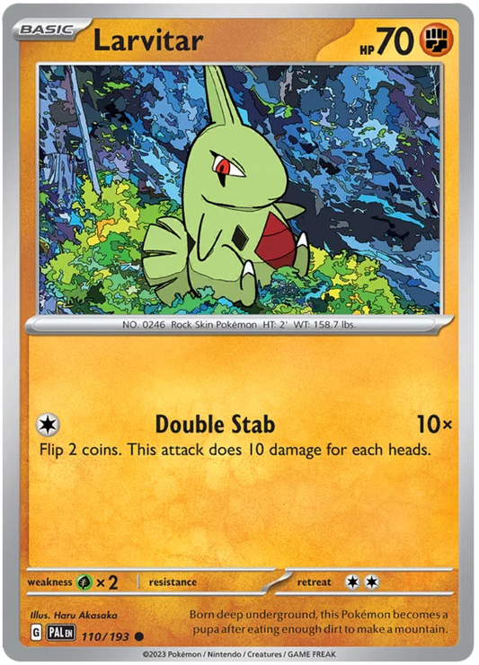 Larvitar common kaart #110 uit de Pokemon Paldea Evolved set