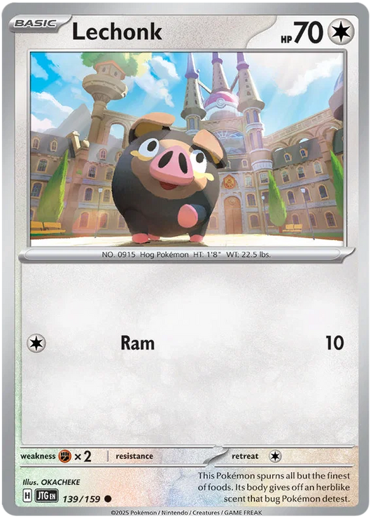 Pokémon Lechonk #139 common kaart uit de Journey Together set