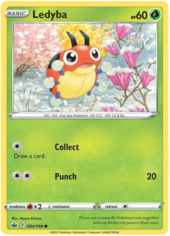 Ledyba common Pokémon kaart 004/198 uit de Chilling Reign set
