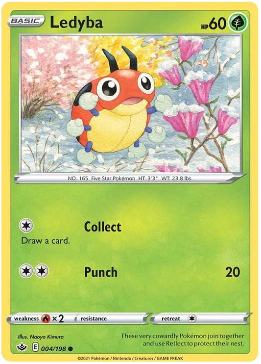 Ledyba common Pokémon kaart 004/198 uit de Chilling Reign set