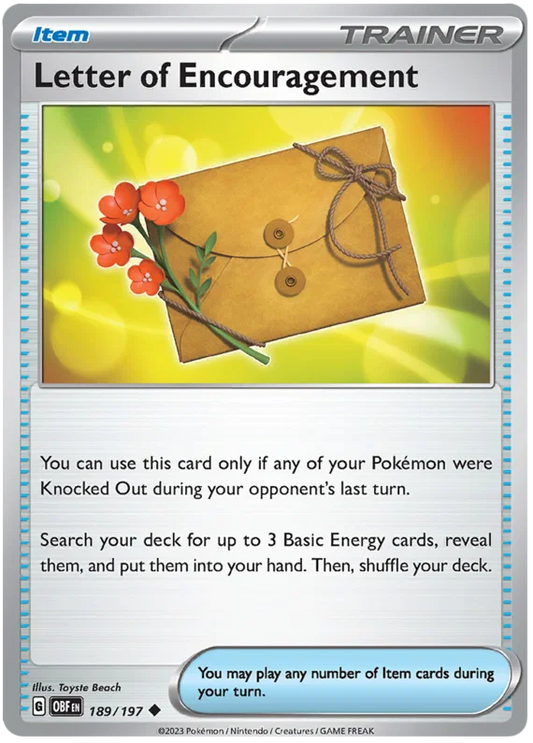 Letter of Encouragement common kaart #189 uit de Pokémon Obsidian Flames set