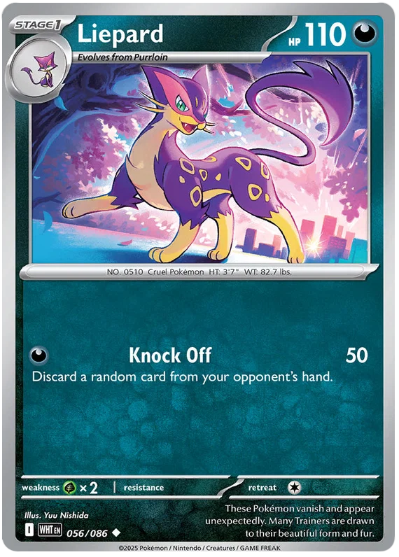 Liepard common Pokémon kaart nummer 056 uit de White Flare set