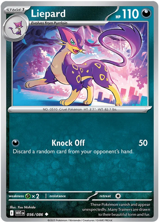 Liepard common Pokémon kaart nummer 056 uit de White Flare set