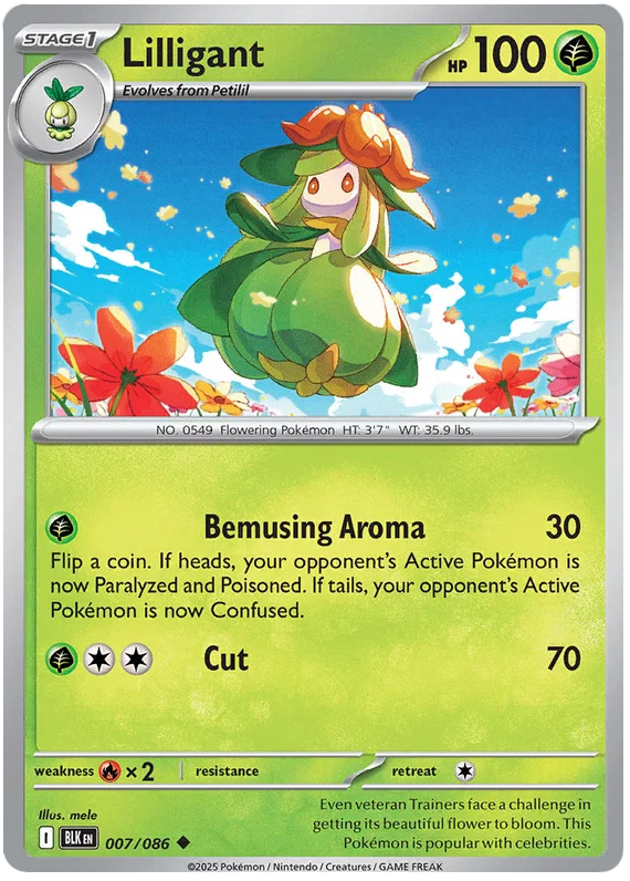 Pokémon Lilligant #007 common kaart uit de Black Bolt set