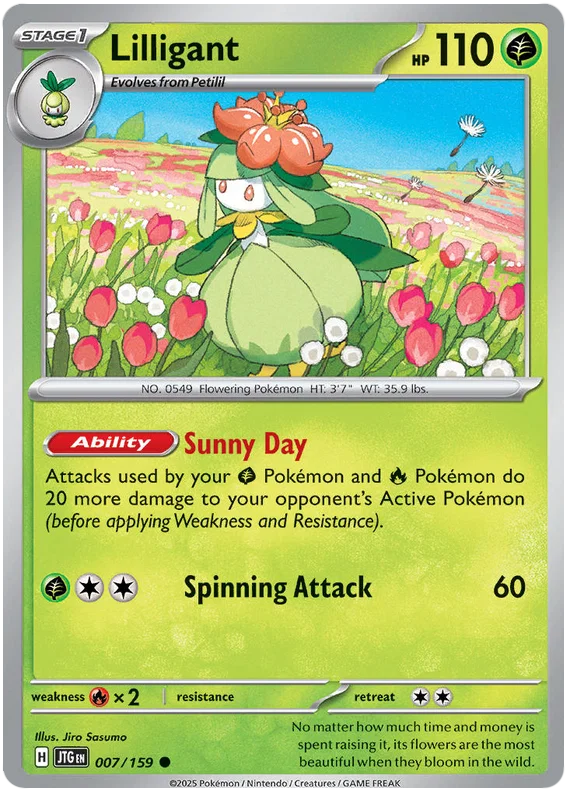 Lilligant common kaart nummer 007 uit de Pokémon Journey Together set