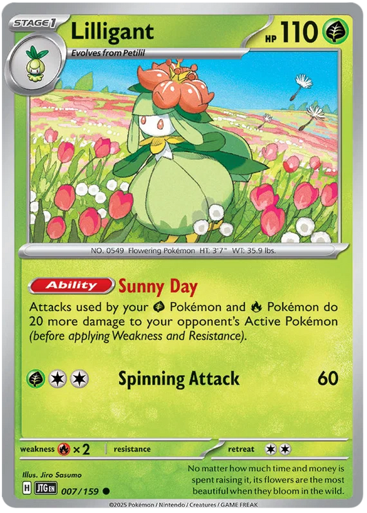 Lilligant common kaart nummer 007 uit de Pokémon Journey Together set