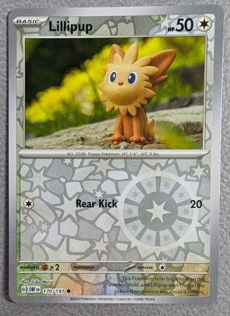 Pokémon Lillipup Reverse Holo kaart #170 uit de Obsidian Flames set