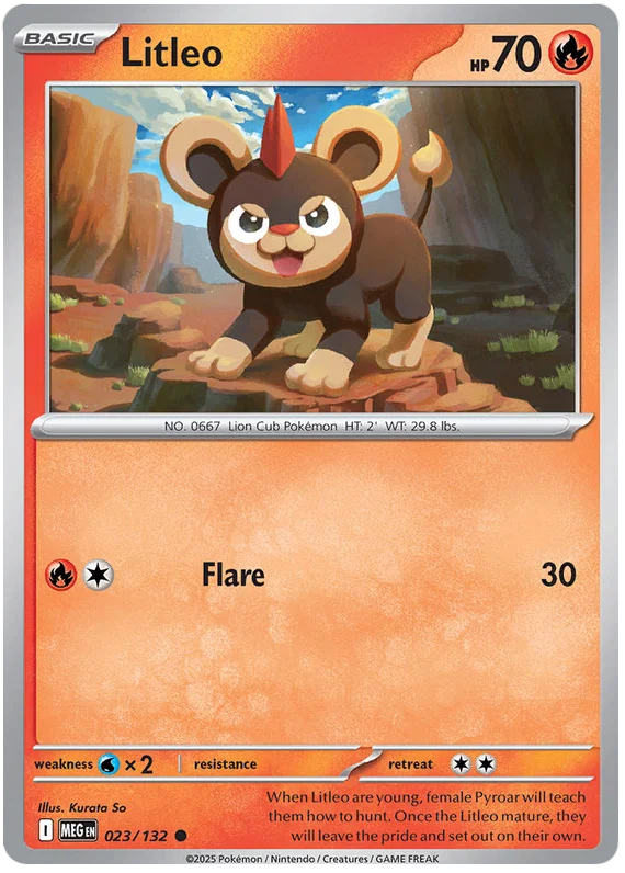 Litleo #023 common kaart uit de Pokémon Mega Evolution set