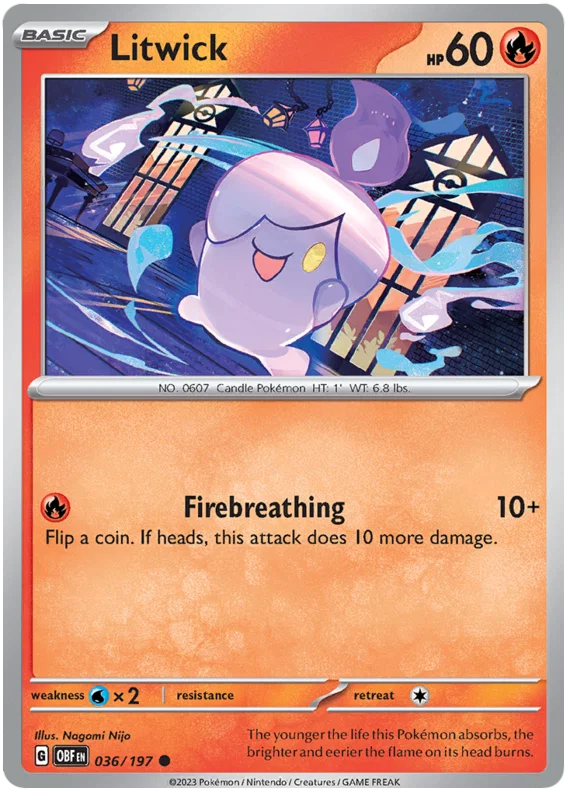 Litwick #036 common Pokemon kaart uit de Obsidian Flames set