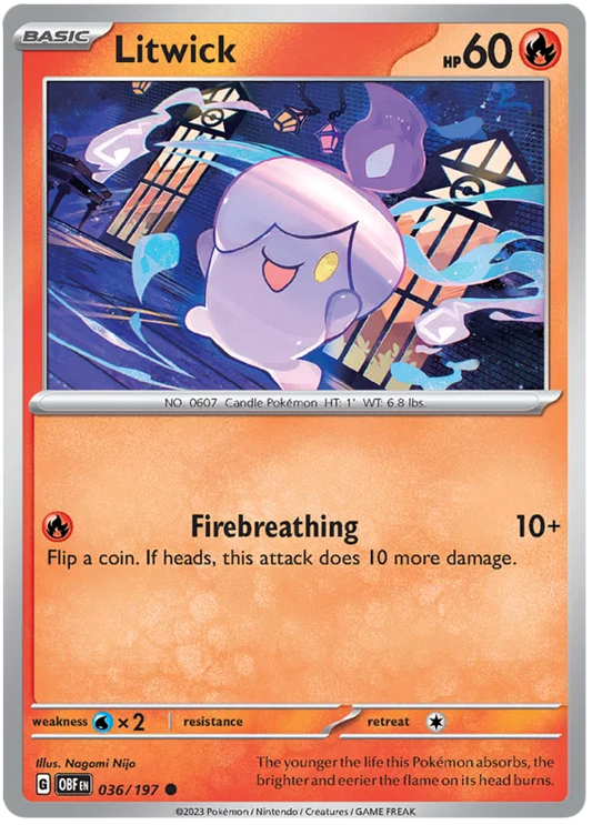 Litwick #036 common Pokemon kaart uit de Obsidian Flames set
