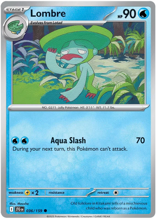 Lombre common kaart nummer 036 uit de Pokémon Journey Together set