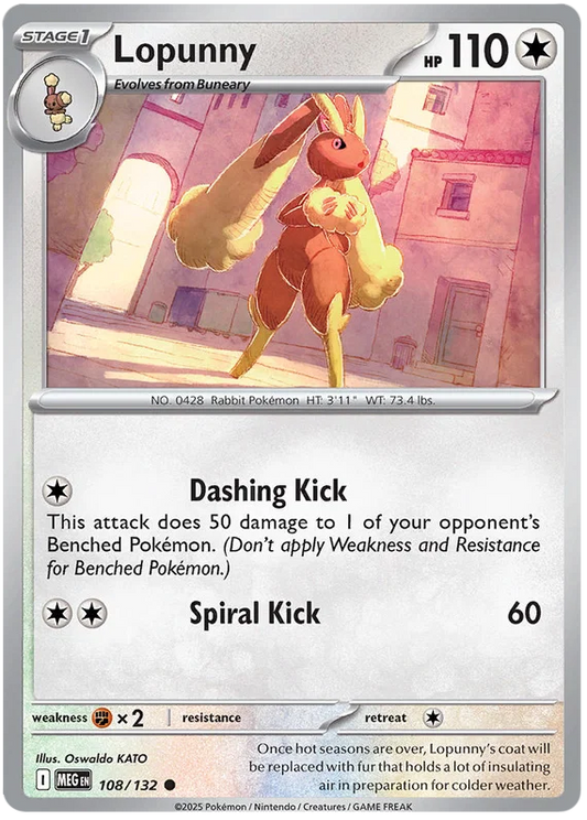 Lopunny common Pokémon kaart nummer 108 uit de Mega Evolution set