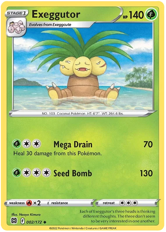 Pokémon kaart Exeggutor common uit de Brilliant Stars reeks