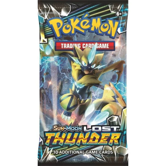 Pokémon Sun & Moon Lost Thunder Boosterpack met kans op GX, full art en rainbow kaarten.