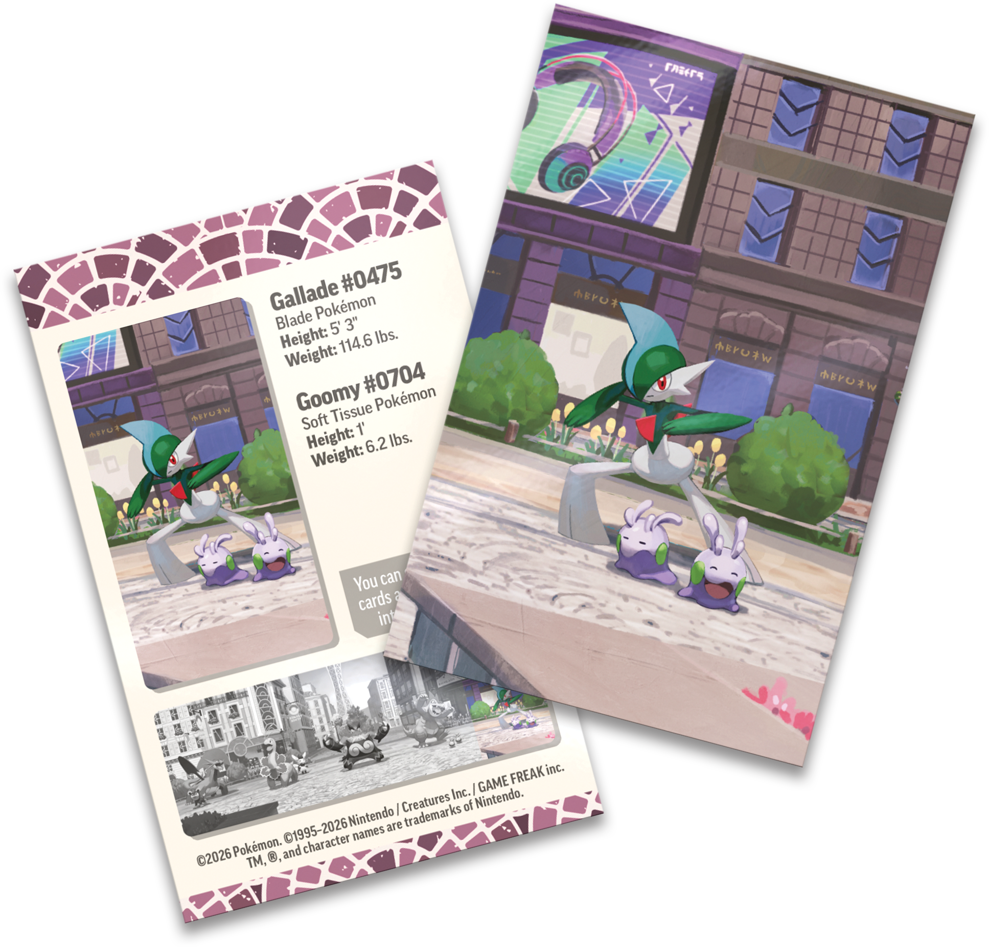De exclusieve Gallade art card en het bijbehorende stickervel.
