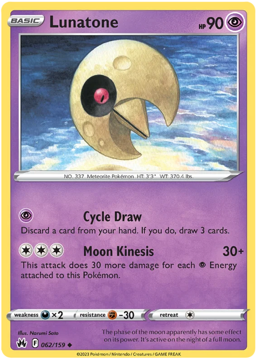 Pokémon Lunatone common kaart #062 uit de Crown Zenith set