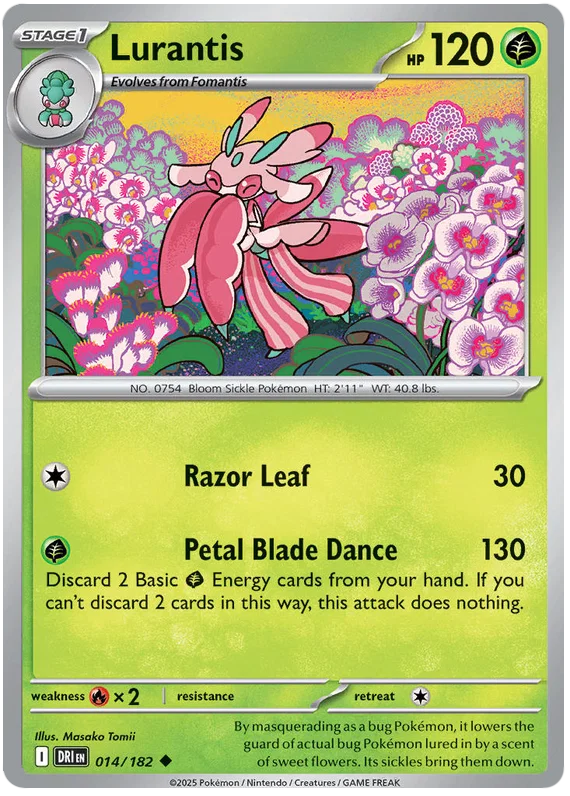 Lurantis common kaart nummer 014 uit de Pokémon Destined Rivals set