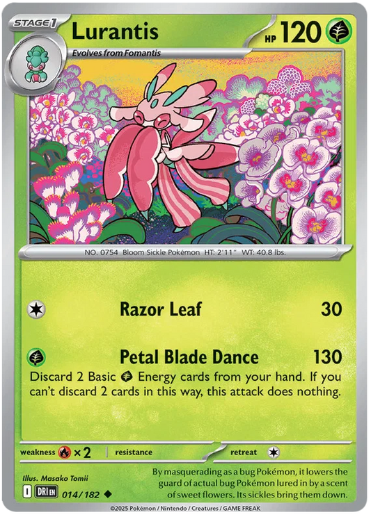 Lurantis common kaart nummer 014 uit de Pokémon Destined Rivals set